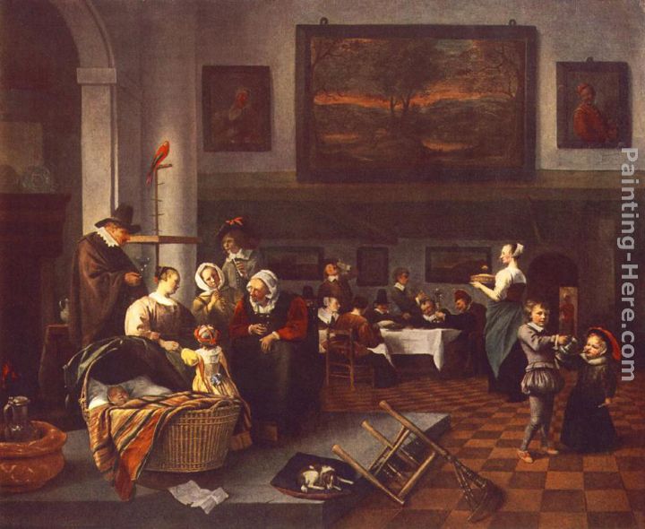 The Christening painting - Jan Steen The Christening art painting